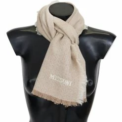 New ⌛ Missoni Wool Knit Neck Wrap Fringe Shawl Men's Scarf 🎁