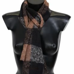 Cheap ⌛ Missoni Plaid Wool Unisex Neck Wrap Shawl Logo Men's Scarf ⌛