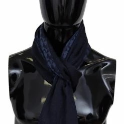 New 🔔 Missoni Navy Wool Knit Unisex Neck Wrap Fringe Shawl Men's Scarf 🔔